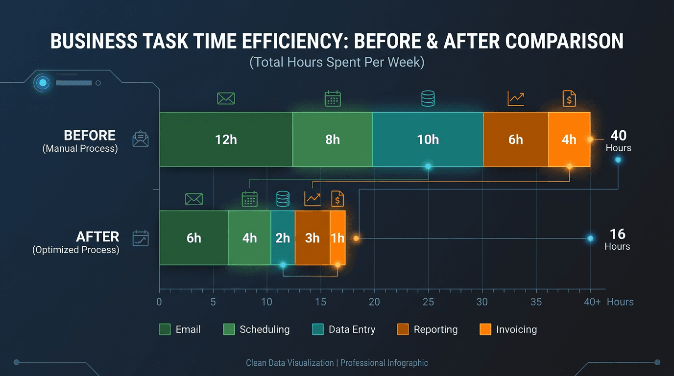 Chart showing weekly hours lost to repetitive tasks in a typical small business
