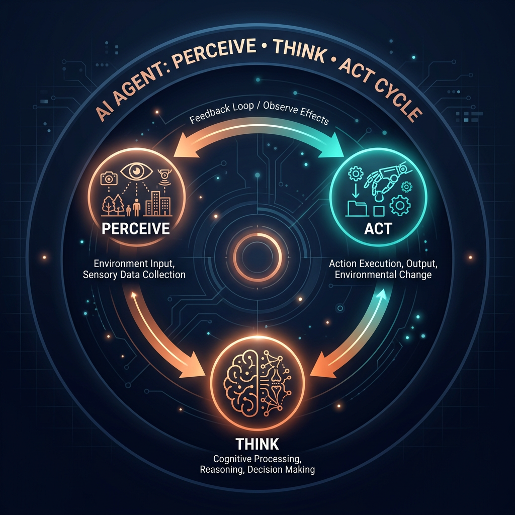 The agent perceive-think-act cycle illustrated